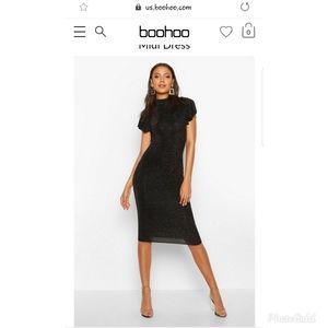 Tall Shimmer High Neck Angel Sleeve Midi Dress